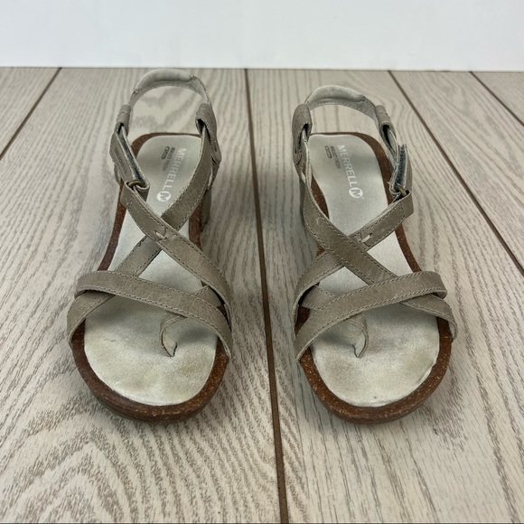Merrell Revalli Aura Post Strappy Wedge Sandals US7 Women's Grey $150 - Picture 2 of 8